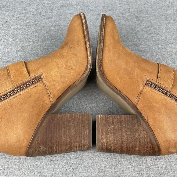 Steve Madden Boots Womens 8.5 Tan Leather Buckle Heel Boho Western Cowgirl Ankle - Picture 9 of 16